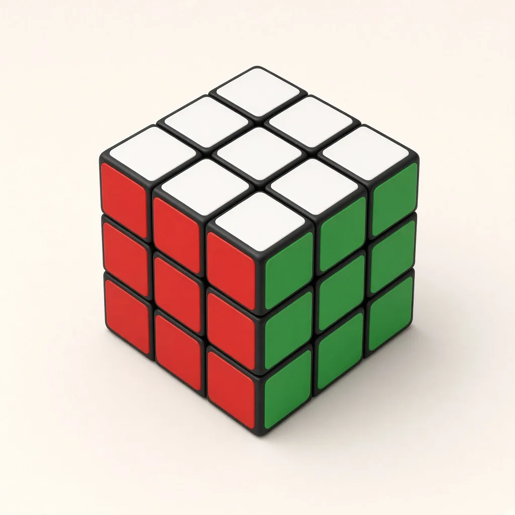 Rubik’s cube in a 3D window — square 3×3 faces, as on the training model